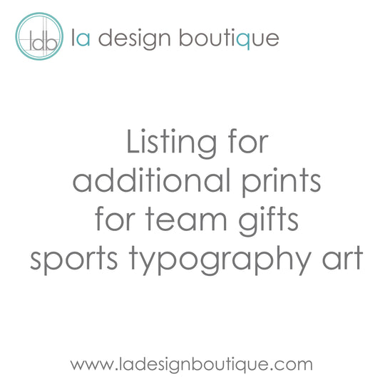 Personalized Sports Typography Art - Additional Prints for Team Gift