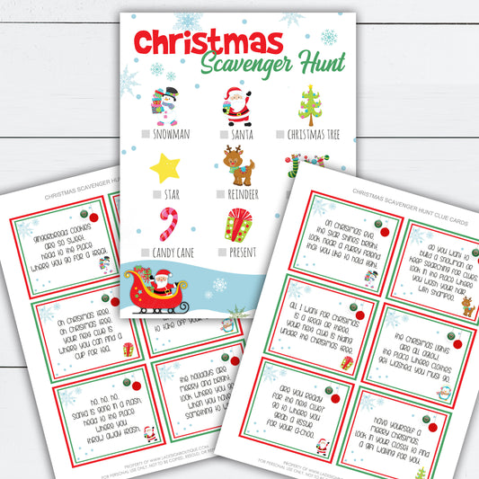 Christmas Scavenger Hunt, Christmas Scavenger Hunt Clues, Christmas Scavenger Hunt Printable, Holiday Activities, Holiday Activity Printable