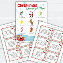 Load image into Gallery viewer, Christmas Scavenger Hunt, Christmas Scavenger Hunt Clues, Christmas Scavenger Hunt Printable, Holiday Activities, Holiday Activity Printable
