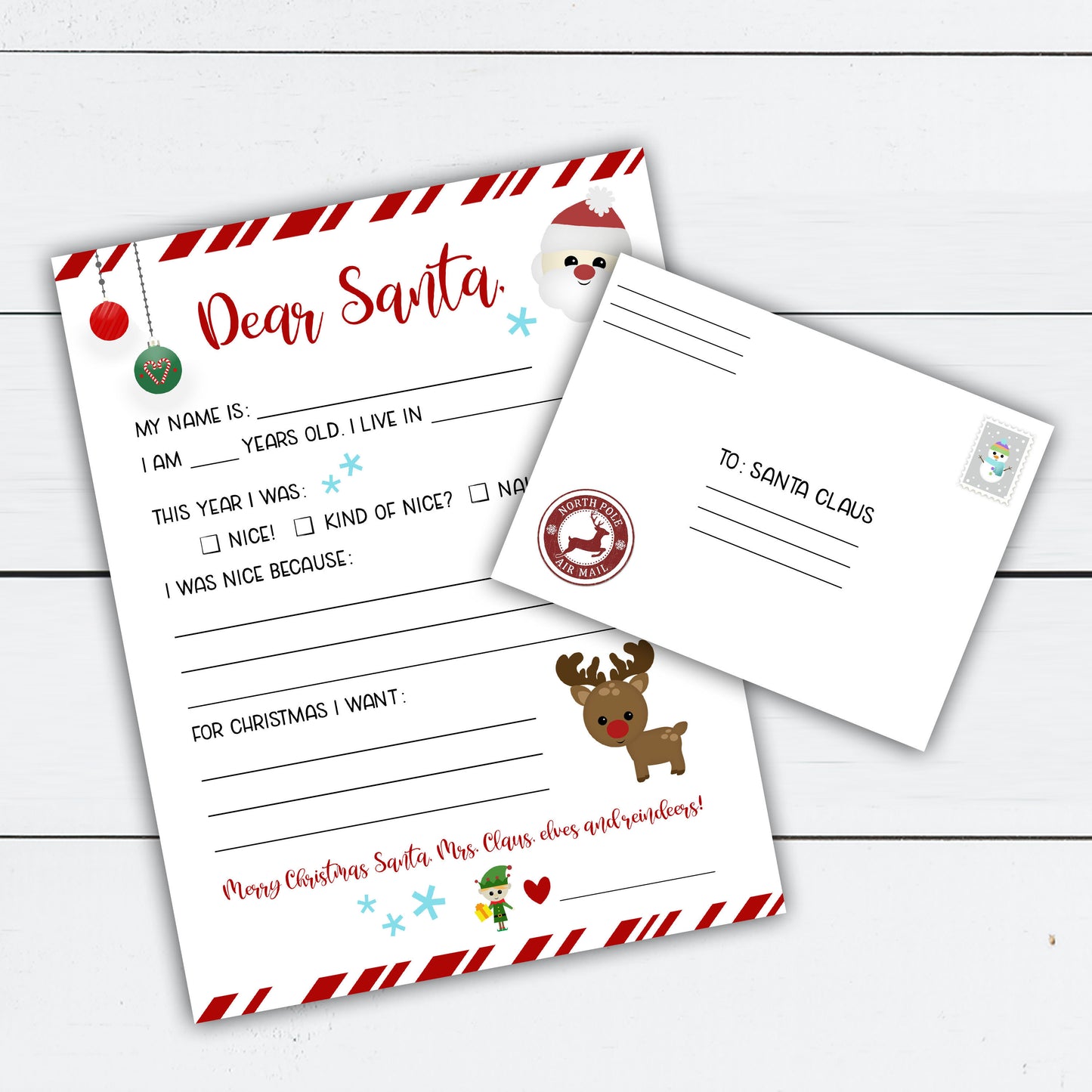 Santa Letter, Letter to Santa, Personalized Letter from Santa, Nice List Certificate, Naughty List, Elf Warning, Santa Gift Tag, Printable