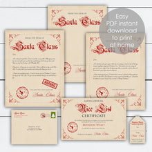 Load image into Gallery viewer, Santa Letter, Letter to Santa, Personalized Letter from Santa, Nice List Certificate, Naughty List, Elf Warning, Santa Gift Tag, Printable
