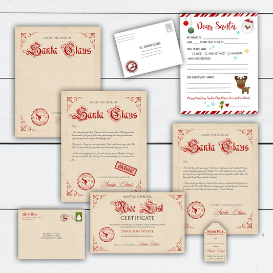 Santa Letter, Letter to Santa, Personalized Letter from Santa, Nice List Certificate, Naughty List, Elf Warning, Santa Gift Tag, Printable