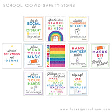 Load image into Gallery viewer, School Signs for Covid Health Safety, Health Safety Signs, Classroom Signs, Wear a Mask, Social Distancing, Wash Your Hands, Sanitize Signs
