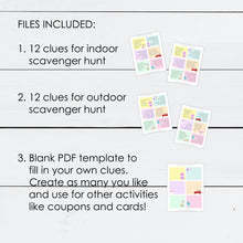 Load image into Gallery viewer, Easter Egg Hunt, Easter Scavenger Hunt, Easter Egg Activities, Spring Scavenger Hunt, Spring Activities for Kids, Treasure Hunt, Clues
