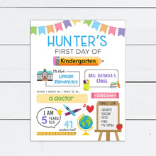 Load image into Gallery viewer, Last Day of School Printable, Last Day of School Sign, First Day, Back to School, Editable Sign, Reusable, Kindergarten, Preschool, Custom
