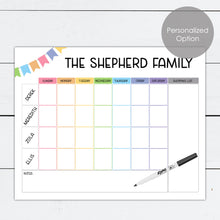 Load image into Gallery viewer, Family Planner, Family Planner Board, Family Planner Printable, Weekly Calendar, Dry Erase Board, Personalized Board, Organizer, Homework
