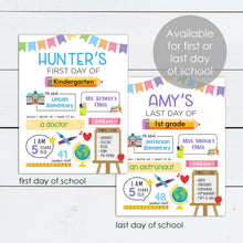 Load image into Gallery viewer, Last Day of School Printable, Last Day of School Sign, First Day, Back to School, Editable Sign, Reusable, Kindergarten, Preschool, Custom
