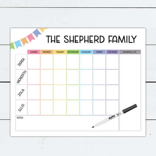 Family Planner, Family Planner Board, Family Planner Printable, Weekly Calendar, Dry Erase Board, Personalized Board, Organizer, Homework