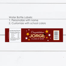 Load image into Gallery viewer, Graduation Water Bottle Labels, Personalized Water Bottle Labels, Graduation Water Bottle, Graduation Party Decor, Grad Party Ideas
