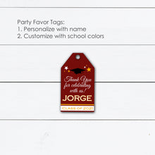 Load image into Gallery viewer, Graduation Party Favor Tags, Graduation Party Favor Labels, Party Favor Ideas, Personalized Tags, Grad Party Gifts, Custom Tags and Labels
