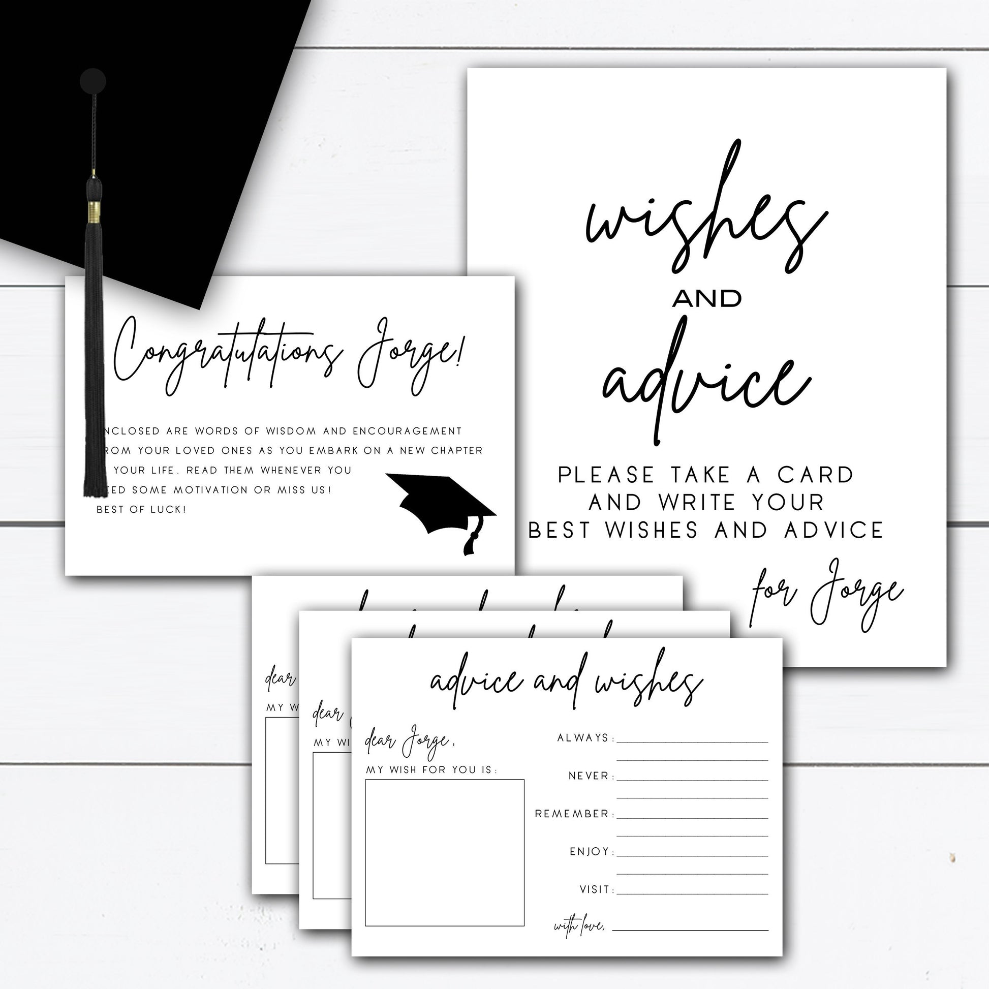 Wishes Card, Advice and Wishes, Wishes for the Graduate, Advice Cards,  Advice Cards for Graduate, Graduation Wisdom Cards, Graduation Gift