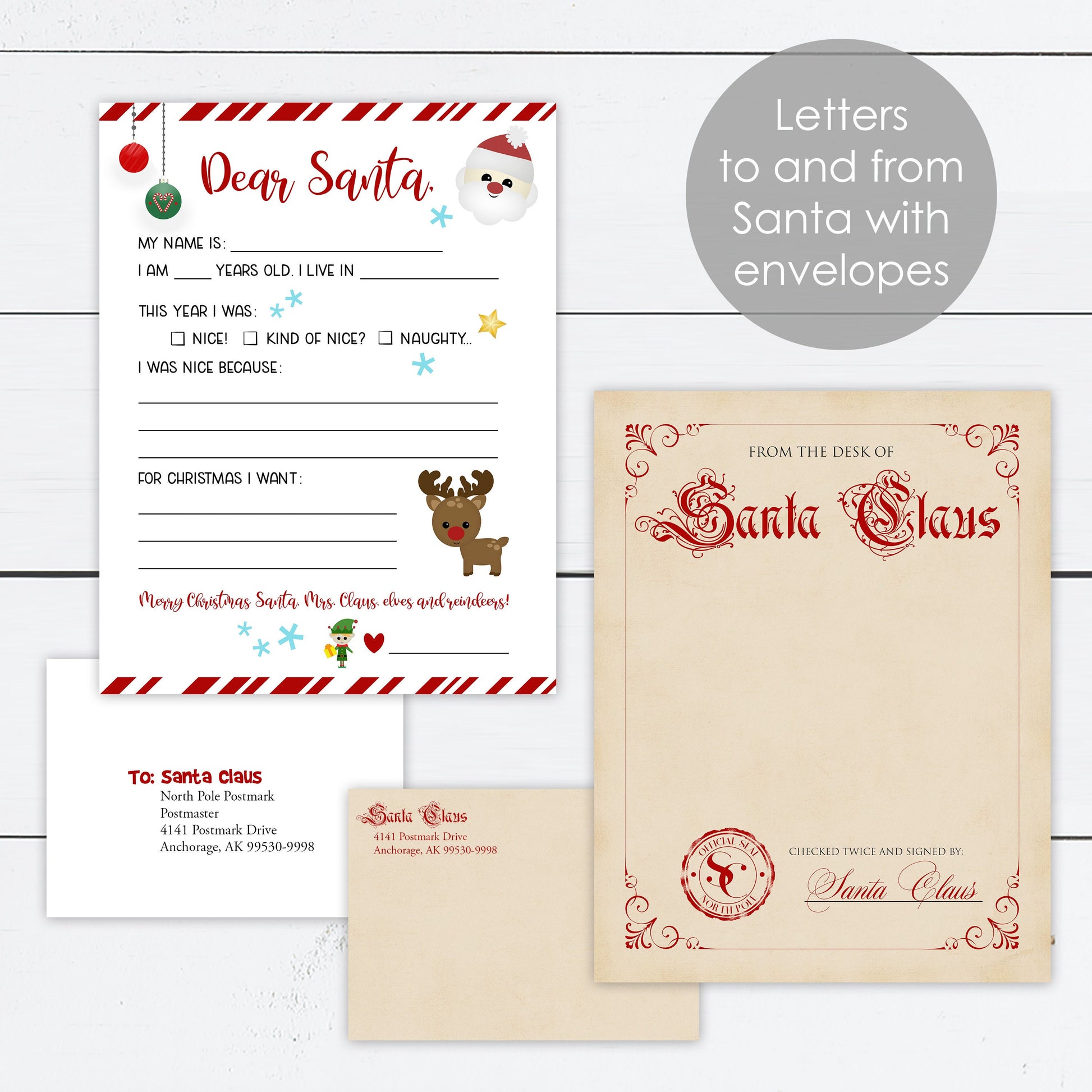 Letter to Santa Kit, Santa Kit, Believe in Santa, Christmas Kit, Northpole Postage, Christmas Stickers, Elf Report, Nice List, Personalized
