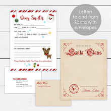 Load image into Gallery viewer, Letter to Santa Kit, Santa Kit, Believe in Santa, Christmas Kit, Northpole Postage, Christmas Stickers, Elf Report, Nice List, Personalized

