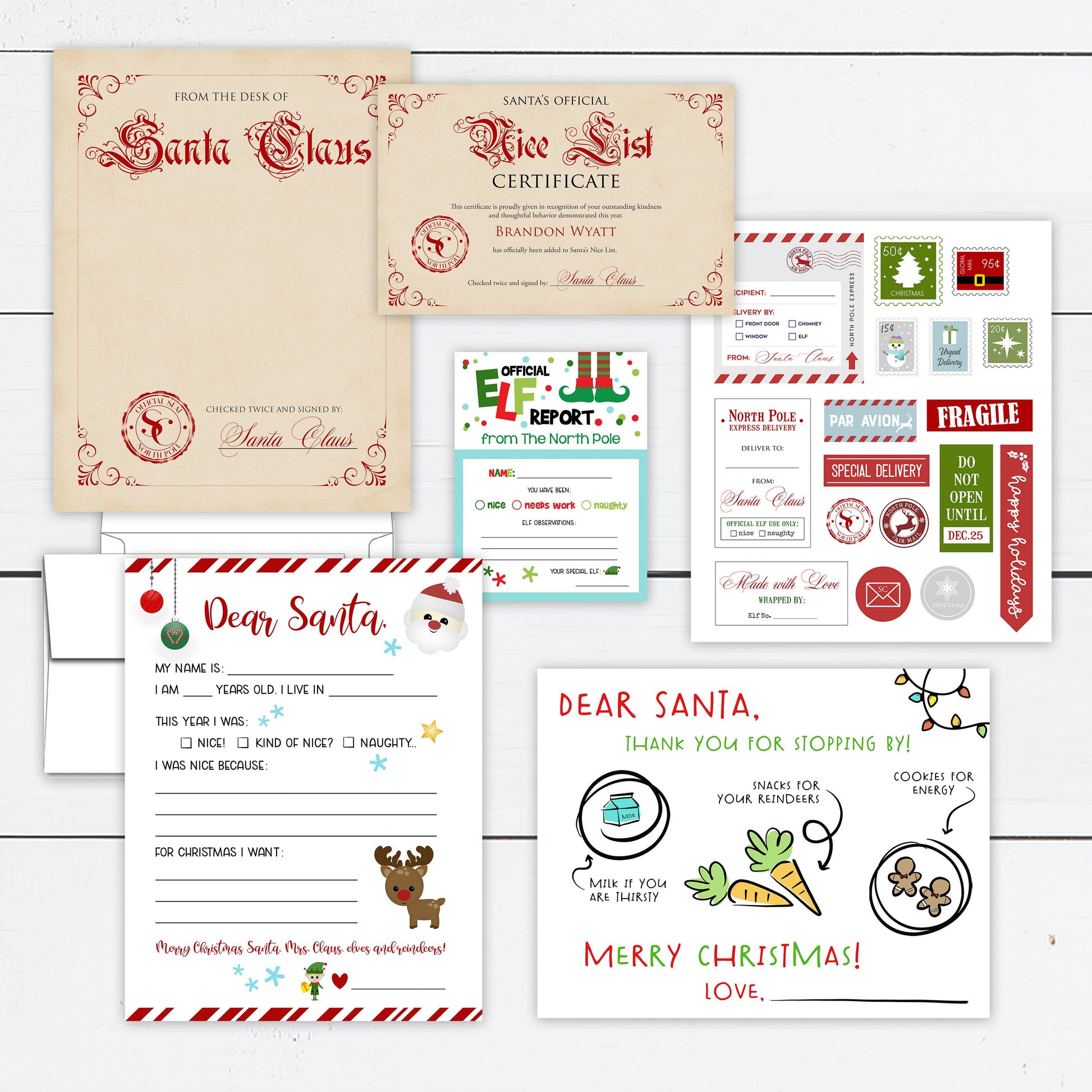 Letter to Santa Kit, Santa Kit, Believe in Santa, Christmas Kit, Northpole Postage, Christmas Stickers, Elf Report, Nice List, Personalized