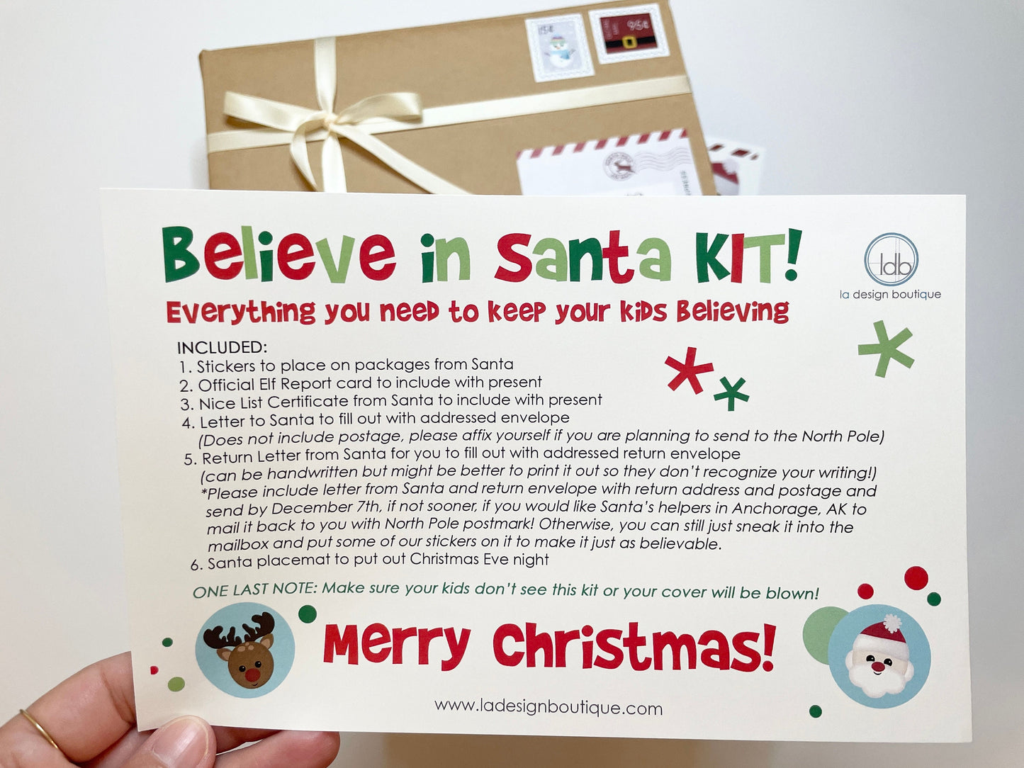 Letter to Santa Kit, Santa Kit, Believe in Santa, Christmas Kit, Northpole Postage, Christmas Stickers, Elf Report, Nice List, Personalized