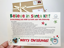 Load image into Gallery viewer, Letter to Santa Kit, Santa Kit, Believe in Santa, Christmas Kit, Northpole Postage, Christmas Stickers, Elf Report, Nice List, Personalized
