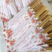 Load image into Gallery viewer, Chopstick Personalized, Personalized Chopstick Sleeves, Chopstick Wedding Favor, Asian Wedding Favors, Chinese Wedding, Chopsticks, Holder
