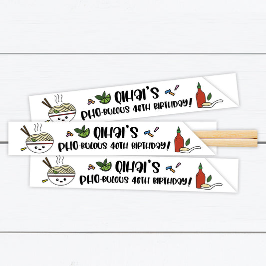 Pho Chopstick Sleeves, Chopsticks Personalized, Vietnamese Wedding, Pho Birthday, Pho Party, Vietnamese Print, Phobulous, Chopstick Sleeves