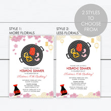 Load image into Gallery viewer, Hibachi Invitation, Hibachi Birthday Invite, Hibachi Party, Birthday Invitation, Japanese Theme Party, Sushi Party, Japanese Restaurant
