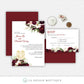 Chinese Wedding Invitation, Romantic Wedding Invitation, Asian Wedding Invitation, Burgundy, Blush, Floral, Tropical, Double Happiness, Tea