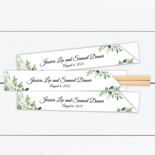 Wedding Chopsticks, Chopsticks Party Favor, Personalized Chopstick Sleeves, Greenery Wedding, Leaf Designs, Asian Wedding, Party Favor Ideas