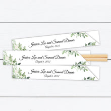 Load image into Gallery viewer, Wedding Chopsticks, Chopsticks Party Favor, Personalized Chopstick Sleeves, Greenery Wedding, Leaf Designs, Asian Wedding, Party Favor Ideas
