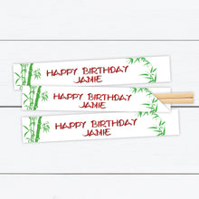 Load image into Gallery viewer, Bamboo Chopstick Holder, Personalized Chopstick Holder, Personalized Chopstick Sleeves, Bamboo Design, Chinese Party, Japanese Party, Custom
