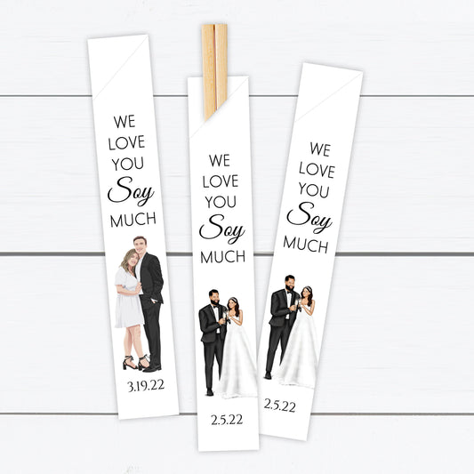 Personalized Wedding Chopsticks, Wedding Couple Illustration, Wedding Party Favor, Personalized Chopsticks, Custom Chopsticks, Custom couple