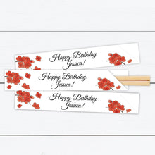 Load image into Gallery viewer, Cherry Blossom Chopsticks, Personalized Chopsticks, Chopsticks Personalized, Pink Cherry Blossoms, Red Cherry Blossoms, Chopstick Sleeve
