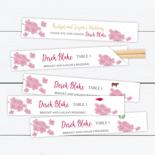 Escort Card, Place Card, Personalized Chopstick Sleeve Holder Place Card, Chopstick Sleeve Escort Card, Personalized Chopstick Sleeve