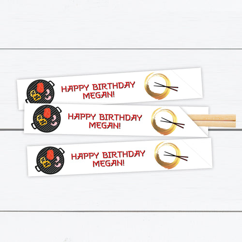 Hibachi Party Decor, Hibachi Chopstick Sleeves, Hibachi Decor, Personalized Chopsticks Party Decor, Japanese Chopsticks, Japanese Restaurant