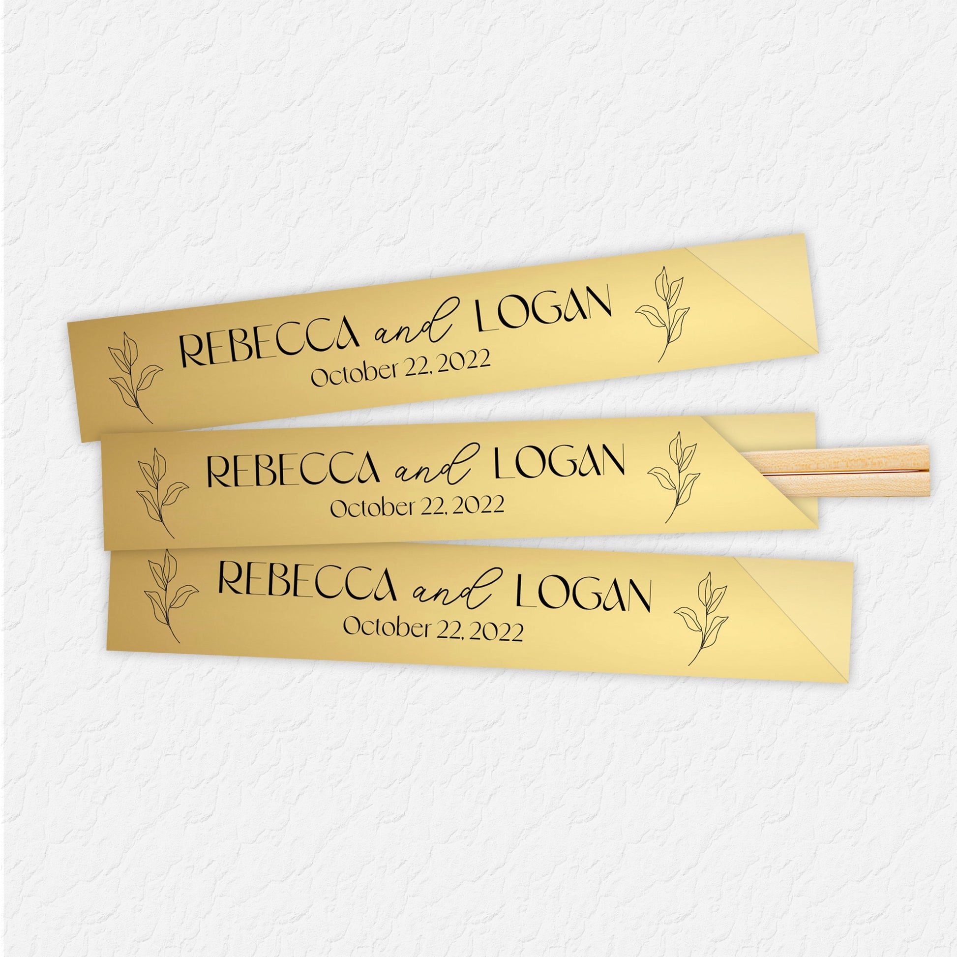Gold Chopsticks, Personalized Chopstick Sleeves, Custom Chopsticks, Gold, Gold and Black, Wedding Favors, Wedding Ideas, Personalized