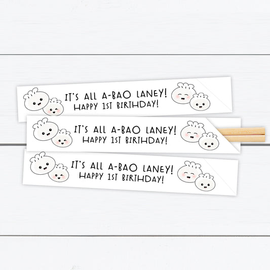 Bao, Bao Dumpling, Bao Bun, Personalized Chopsticks, Chopstick Sleeves, Dim Sum, First Birthday, Bao Theme, Dumpling Birthday, Chopsticks