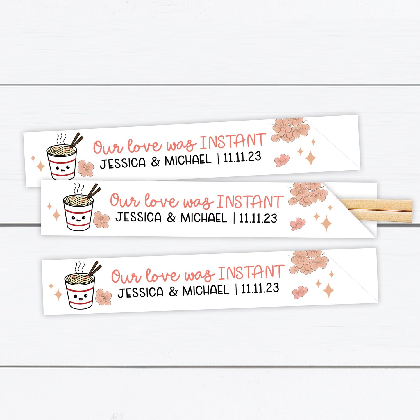 Noodle Print, Noodle Poster, Custom Noodle Print, Our Love Was Instant Print, Noodle Station, Custom Chopstick Sleeves Sign