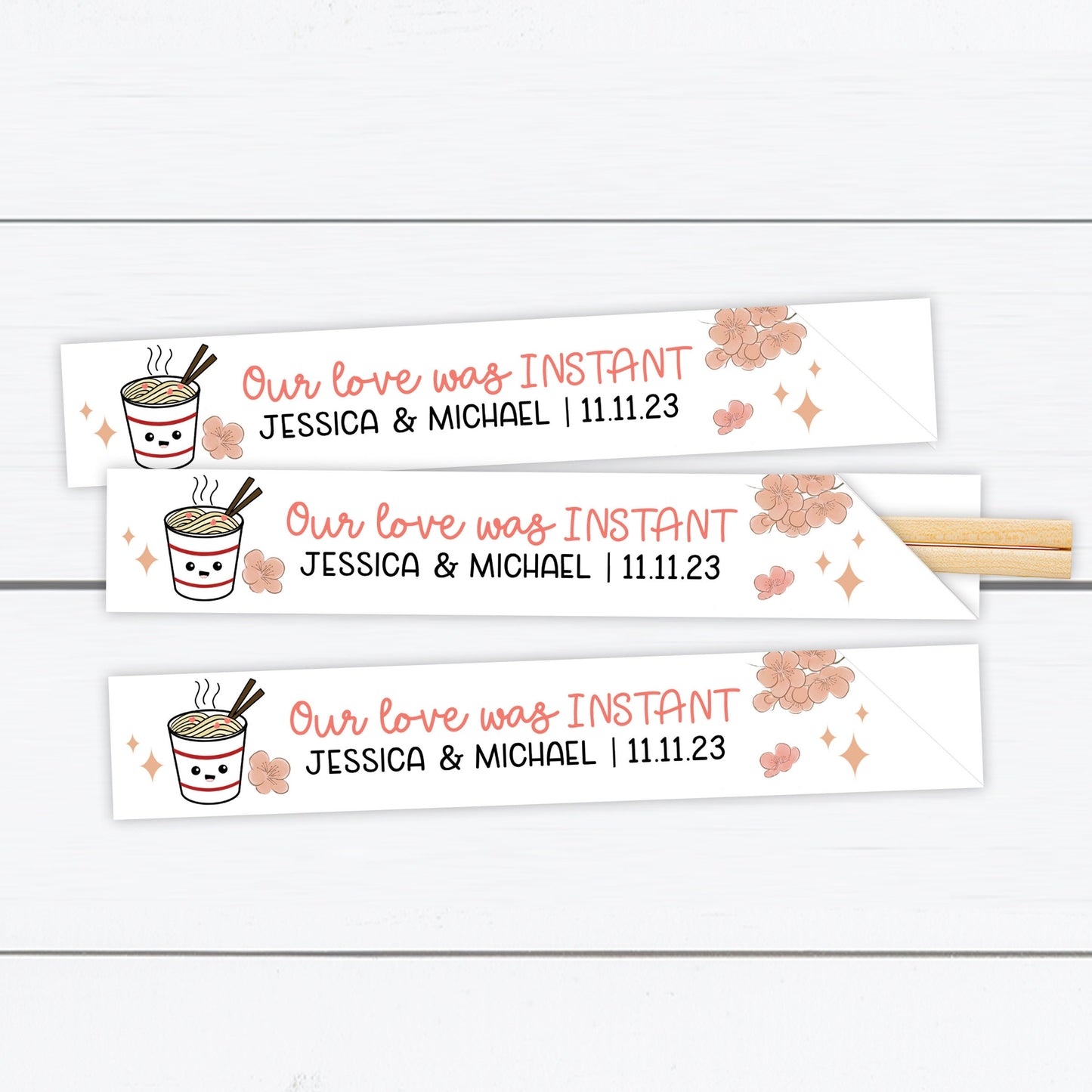 Instant Noodles, Instant Noodle Bowl, Instant Noodle Chopstick Sleeve, Personalized Chopsticks, Noodle Station, Wedding, Noodle Sign, Noodle