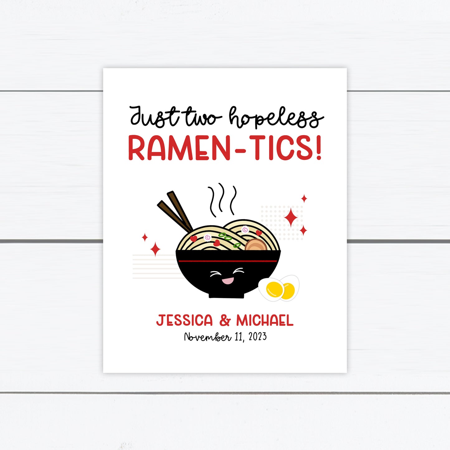 Ramen Sign, Ramen Station Sign, Ramen Bowl Sign, Custom Chopsticks, Personalized Chopstick Sleeves, Hopeless Ramentics, Wedding Sign