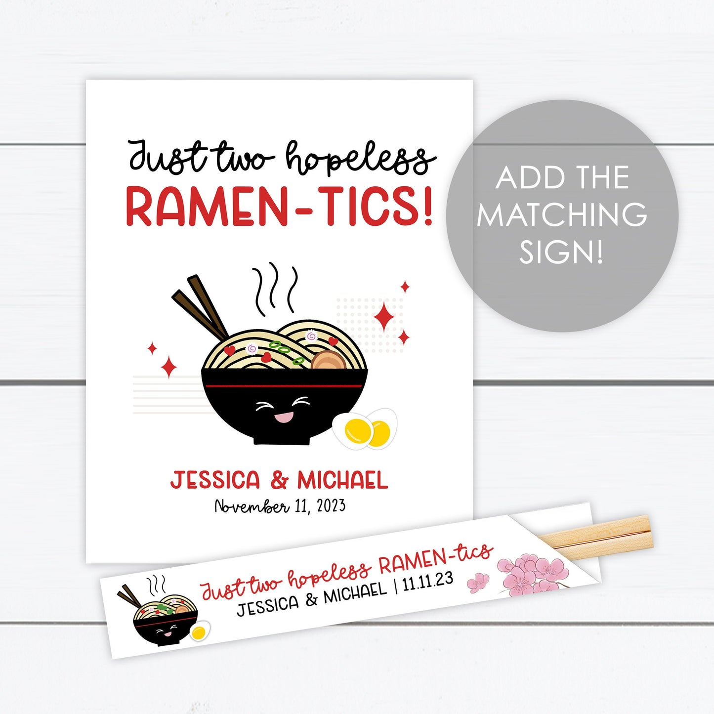 Ramen Party, Ramen Party Chopstick Sleeves, Ramen Party Chopsticks, Noodle Station, Personalized Chopstick Sleeves, Ramen Sign, Noodle Sign