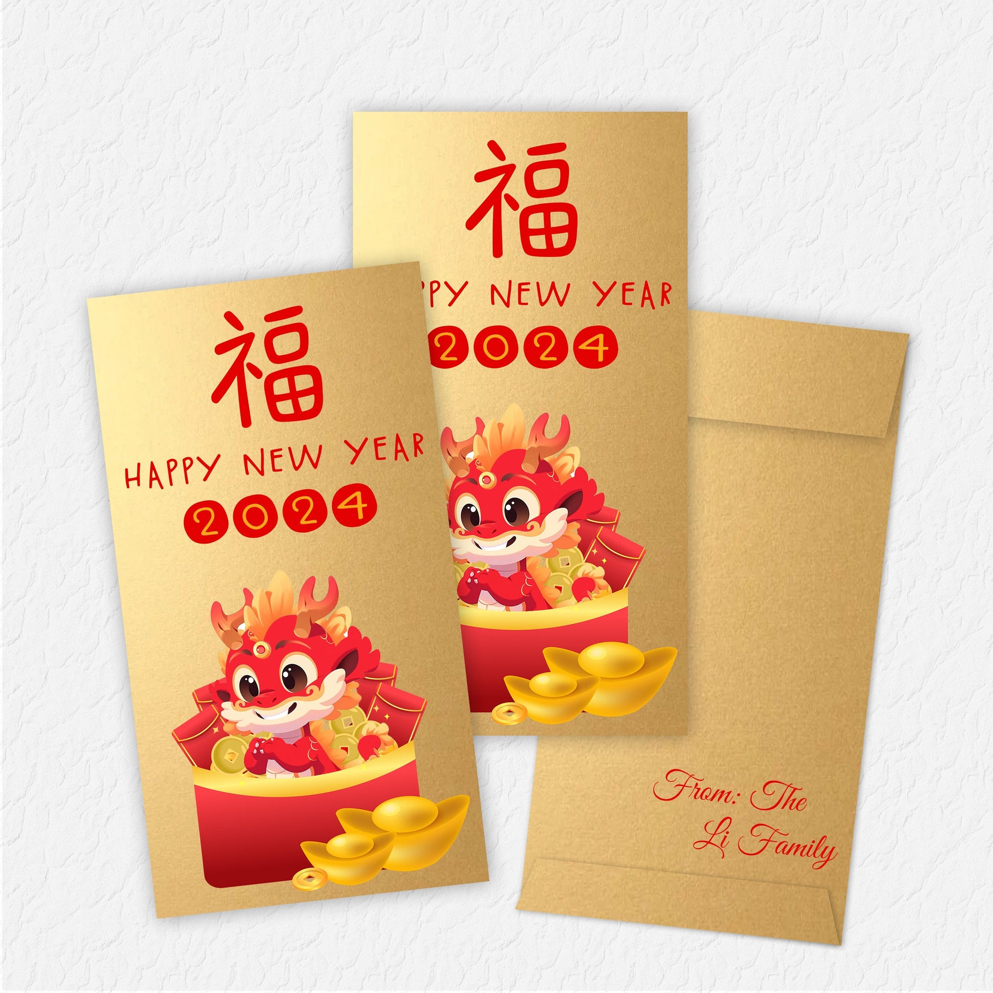 Year of the Dragon, Lunar New Year Envelope, Dragon Envelope, Year of the Dragon Envelope, Chinese New Year, Money Envelope, Lucky Envelope