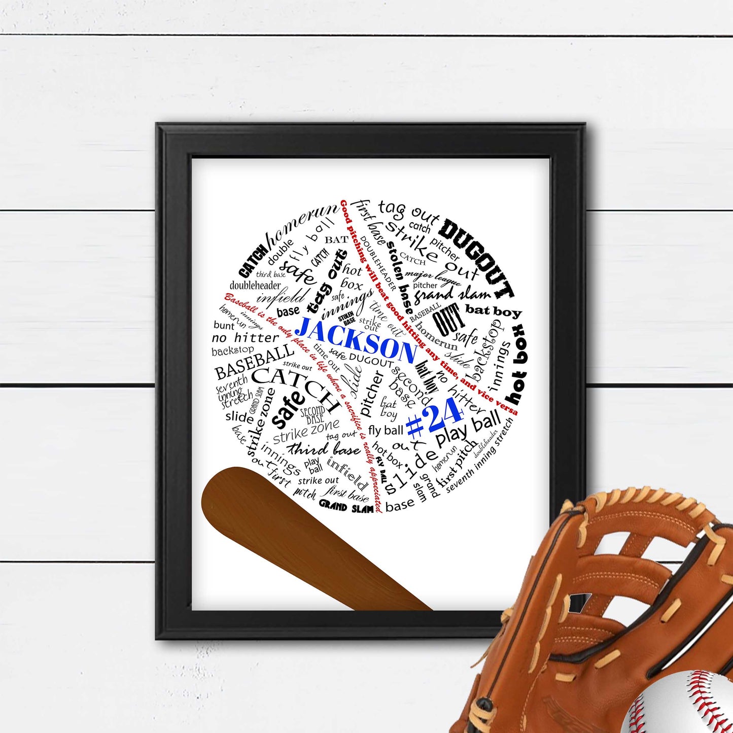 custom baseball gift personalized with name in frame