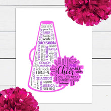 Load image into Gallery viewer, personalized cheer print with team names
