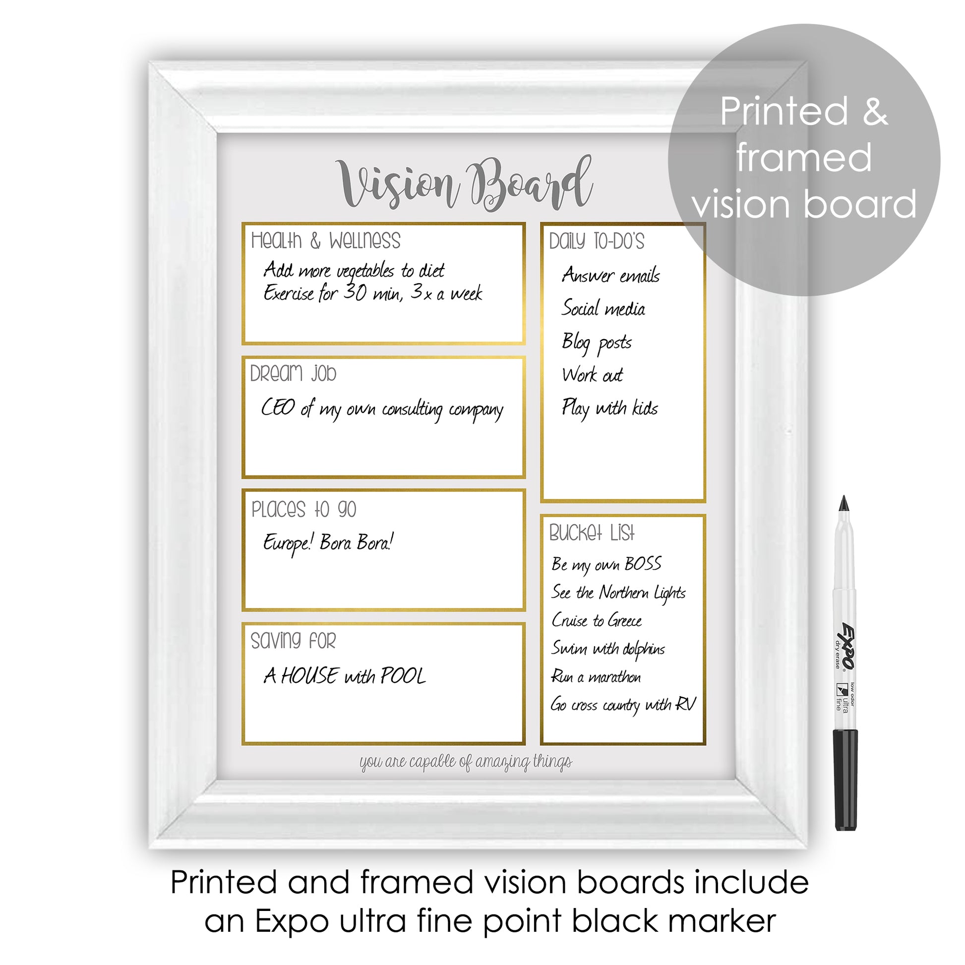 Wall Hanging Photo Board & Easy To Use Vision Board Kit, 20 x 15