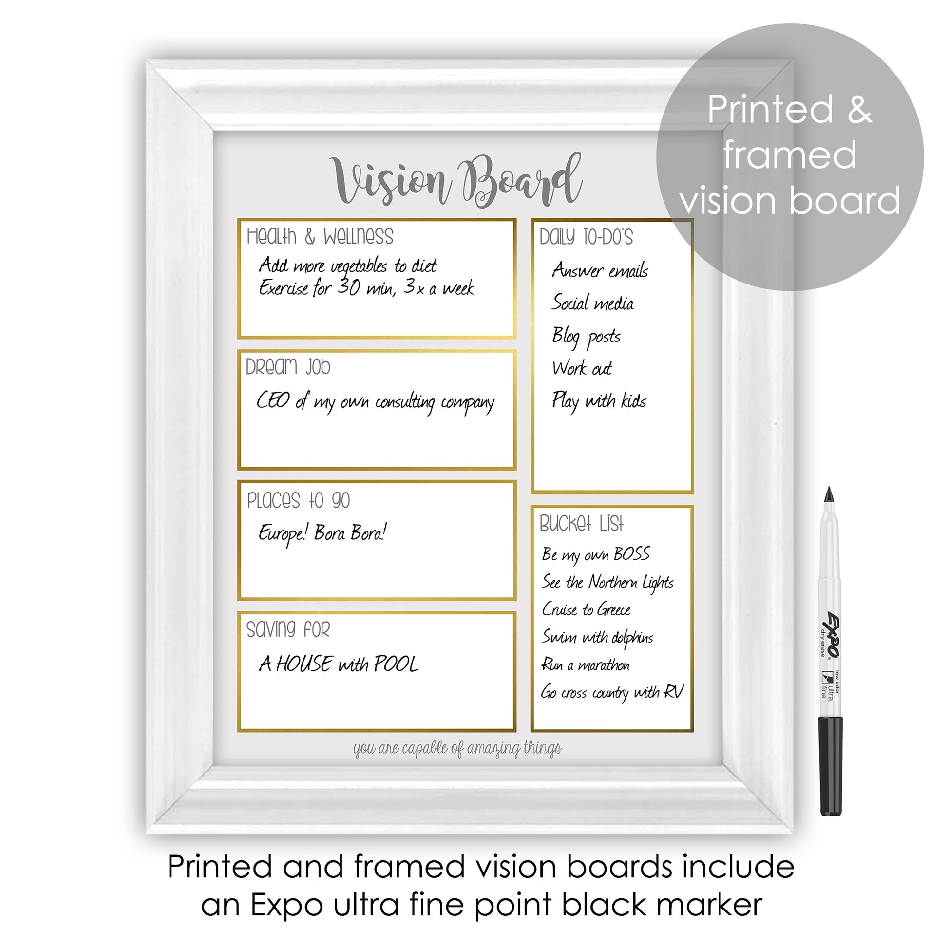 Simple Gold and Gray Modern Vision Board Creator – La Design Boutique