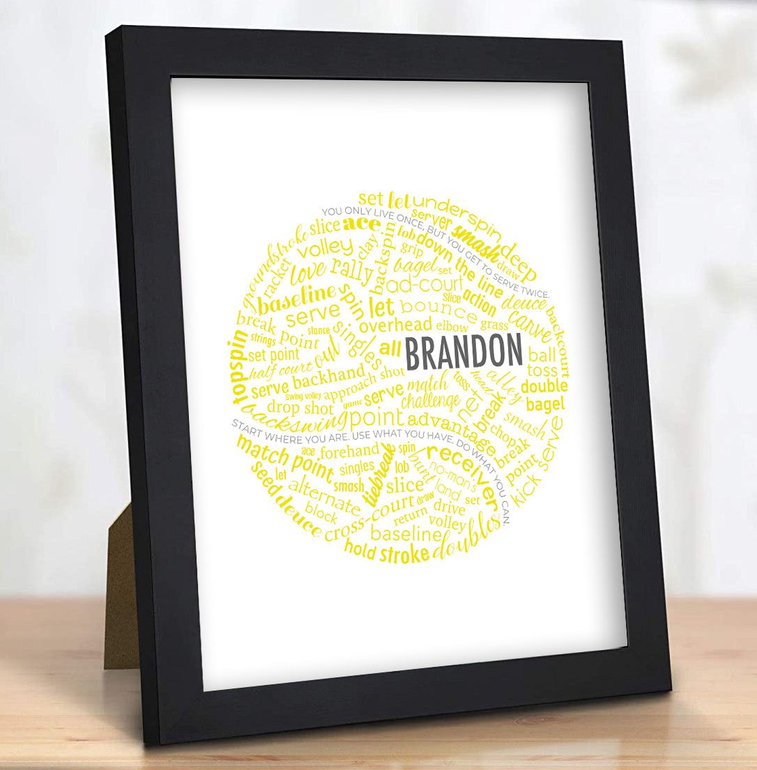 Personalized Tennis Ball Print for Player or Team Gift